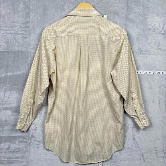Brooks Brothers Non-Iron Dress Shirt Men’s S Yellow Check 100% Cotton Classic FT - Picture 2 of 9